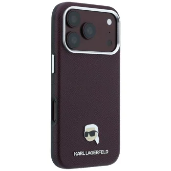 Калъф за телефон за iPhone 18 Pro / iPhone 17 Pro Grained Leather KH Metal MagSafe (KLHMP18L6PSKHLR) - Karl Lagerfeld - Бордо