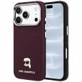 Калъф за iPhone 17 Pro - Grained Leather KH Metal MagSafe (KLHMP18L6PSKHLR) - Karl Lagerfeld - Бордо