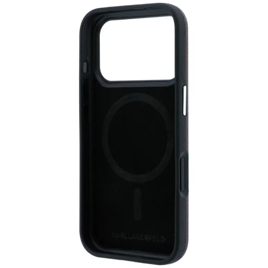 Калъф за iPhone 17 Pro - Grained Leather KH Metal MagSafe (KLHMP18L6PSKHLR) - Karl Lagerfeld - Бордо