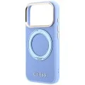 Калъф за iPhone 17 Pro - Grained Leather Ring Stand 360 Classic Logo MagSafe (GUHMP18L6PSGRSCLB) - Guess - Светло син