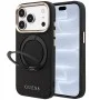 Калъф за iPhone 17 Pro - Grained Leather Ring Stand 360 Classic Logo MagSafe (GUHMP18L6PSGRSCLK) - Guess - Черен