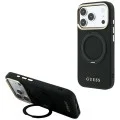 Калъф за iPhone 17 Pro - Grained Leather Ring Stand 360 Classic Logo MagSafe (GUHMP18L6PSGRSCLK) - Guess - Черен