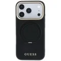 Калъф за iPhone 17 Pro - Grained Leather Ring Stand 360 Classic Logo MagSafe (GUHMP18L6PSGRSCLK) - Guess - Черен