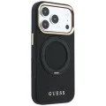 Калъф за iPhone 17 Pro - Grained Leather Ring Stand 360 Classic Logo MagSafe (GUHMP18L6PSGRSCLK) - Guess - Черен