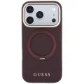 Калъф за iPhone 17 Pro - Grained Leather Ring Stand 360 Classic Logo MagSafe (GUHMP18L6PSGRSCLU) - Guess - Бордо