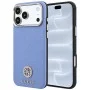 Калъф за телефон за iPhone 18 Pro / iPhone 17 Pro Grained Leather Round Strass Logo MagSafe (GUHMP18L6PSRMDEB) - Guess - Светлосин