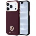 Калъф за iPhone 17 Pro - Grained Leather Round Strass Logo MagSafe (GUHMP18L6PSRMDEU) - Guess - Бордо