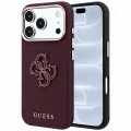 Калъф за iPhone 17 Pro - Grained Leather and Big Resin Logo (GUHCP18L6PSS4RGU) - Guess - Бордо