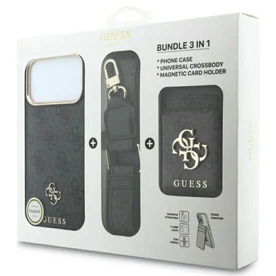 Калъф за iPhone 17 Pro - Hardcase 4G Cardslot & Big Strap MagSafe (GUBPHUP18LP4SM44CK) - Guess - Черен