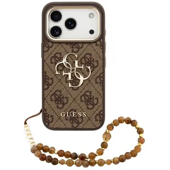 Калъф за iPhone 17 Pro - Hardcase 4G Classic Logo with Strap (GUHCP18LP4GMGSCW) - Guess - Кафяв
