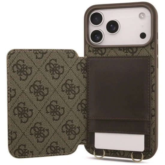 Калъф за iPhone 17 Pro - Hardcase 4G Crossbody Cardslot (GUHCP18LCB4GB) - Guess - Кафяв
