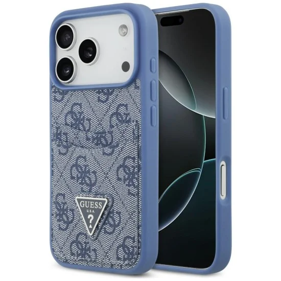 Калъф за iPhone 17 Pro - Hardcase 4G Double Card Triangle (GUHCP18LP4TPB) - Guess - Син