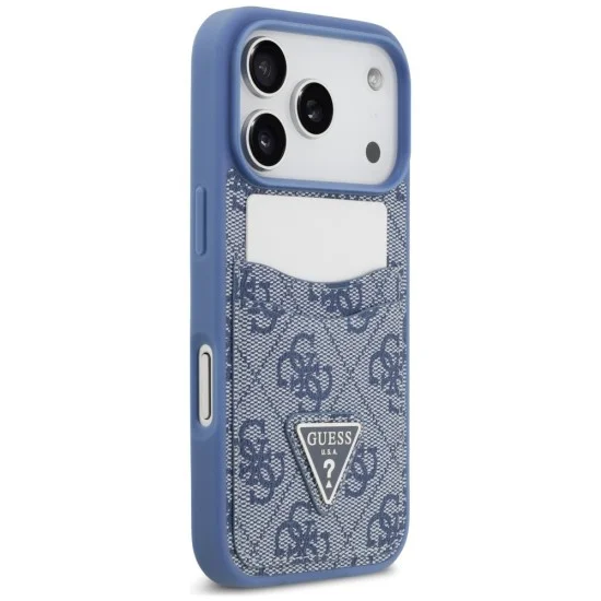 Калъф за iPhone 17 Pro - Hardcase 4G Double Card Triangle (GUHCP18LP4TPB) - Guess - Син