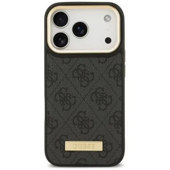 Калъф за iPhone 17 Pro - Hardcase 4G Logo Plate MagSafe (GUHMP18LU4GPRK) - Guess - Черен