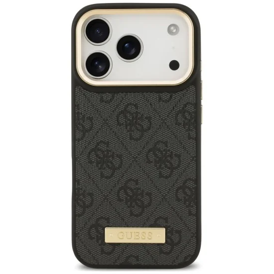 Калъф за iPhone 17 Pro - Hardcase 4G Logo Plate MagSafe (GUHMP18LU4GPRK) - Guess - Черен