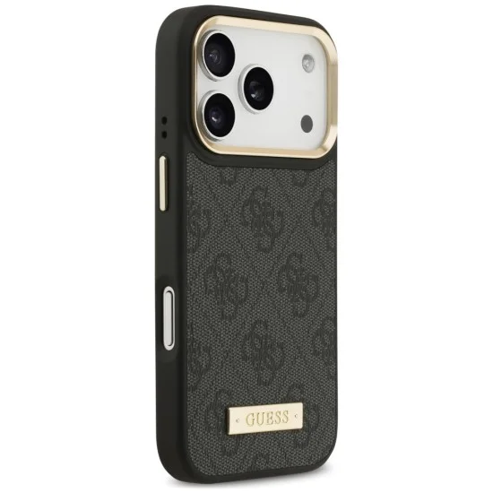 Калъф за iPhone 17 Pro - Hardcase 4G Logo Plate MagSafe (GUHMP18LU4GPRK) - Guess - Черен