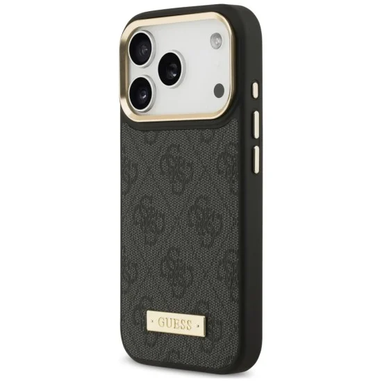 Калъф за iPhone 17 Pro - Hardcase 4G Logo Plate MagSafe (GUHMP18LU4GPRK) - Guess - Черен