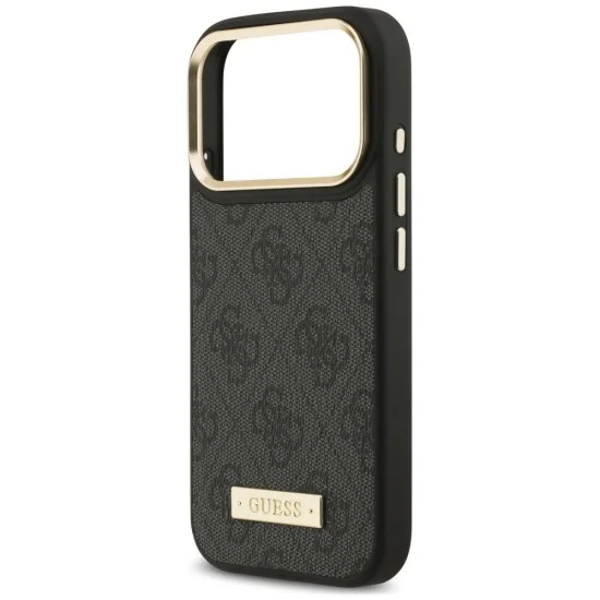 Калъф за iPhone 17 Pro - Hardcase 4G Logo Plate MagSafe (GUHMP18LU4GPRK) - Guess - Черен