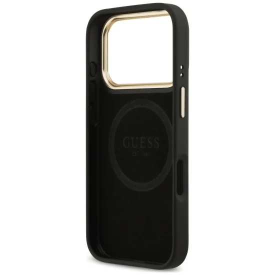Калъф за iPhone 17 Pro - Hardcase 4G Logo Plate MagSafe (GUHMP18LU4GPRK) - Guess - Черен