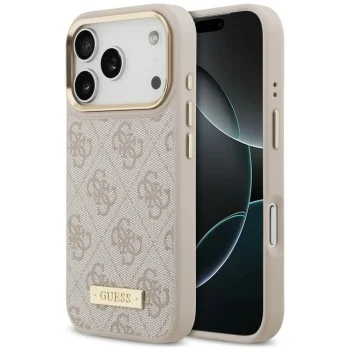 Калъф за iPhone 17 Pro - Hardcase 4G Logo Plate MagSafe (GUHMP18LU4GPRP) - Guess - Розов