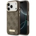 Калъф за iPhone 17 Pro - Hardcase 4G Logo Plate MagSafe (GUHMP18LU4GPRW) - Guess - Кафяв
