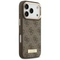 Калъф за iPhone 17 Pro - Hardcase 4G Logo Plate MagSafe (GUHMP18LU4GPRW) - Guess - Кафяв