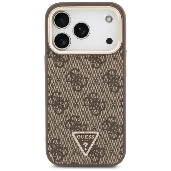 Калъф за iPhone 17 Pro - Hardcase 4G Triangle Logo & Stand Camera MagSafe (GUHMP18LPCS4GPTW) - Guess - Кафяв