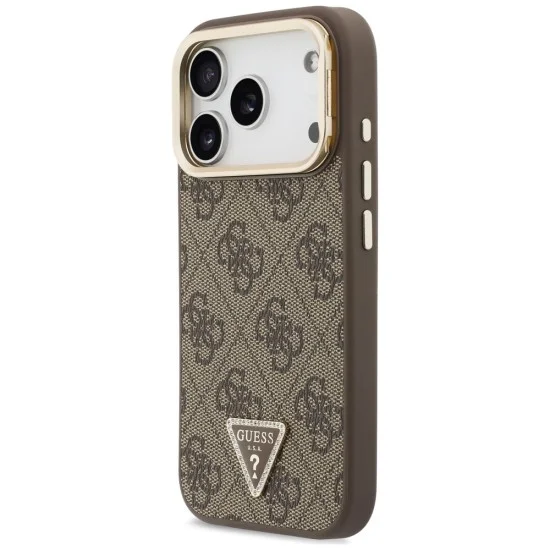 Калъф за iPhone 17 Pro - Hardcase 4G Triangle Logo & Stand Camera MagSafe (GUHMP18LPCS4GPTW) - Guess - Кафяв