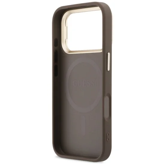 Калъф за iPhone 17 Pro - Hardcase 4G Triangle Logo & Stand Camera MagSafe (GUHMP18LPCS4GPTW) - Guess - Кафяв