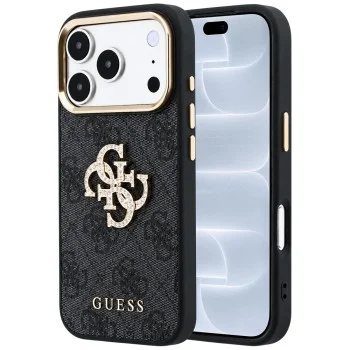 Калъф за телефон за iPhone 18 Pro / iPhone 17 Pro Leather 4G Big Strass Logo (GUHCP18L6P4DSMLK) - Guess - Черен