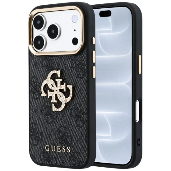 Калъф за iPhone 17 Pro - Leather 4G Big Strass Logo (GUHCP18L6P4DSMLK) - Guess - Черен
