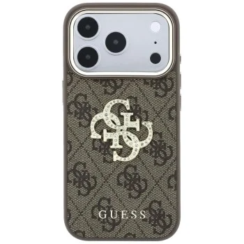 Калъф за телефон за iPhone 18 Pro / iPhone 17 Pro Leather 4G Big Strass Logo (GUHCP18L6P4DSMLW) - Guess - Кафяв