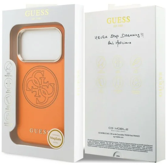Калъф за iPhone 17 Pro - Leather Perforated 4G MagSafe (GUHMP18L5PG4SRGO) - Guess - Оранжев