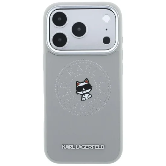 Калъф за iPhone 17 Pro - Leather Point and C Sketch MagSafe (KLHMP18L6PCCPRG) - Karl Lagerfeld - Сив