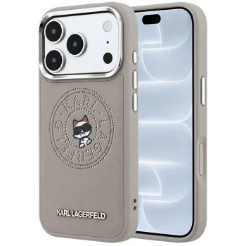 Калъф за телефон за iPhone 18 Pro / iPhone 17 Pro Leather Point and C Sketch MagSafe (KLHMP18L6PCCPRG) - Karl Lagerfeld - Сив