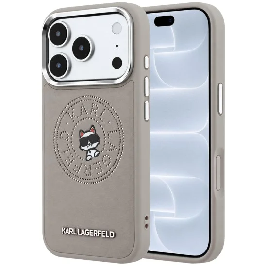 Калъф за iPhone 17 Pro - Leather Point and C Sketch MagSafe (KLHMP18L6PCCPRG) - Karl Lagerfeld - Сив