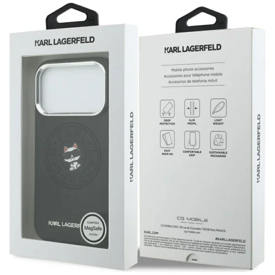 Калъф за iPhone 17 Pro - Leather Point and C Sketch MagSafe (KLHMP18L6PCCPRK) - Karl Lagerfeld - Черен