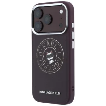 Калъф за телефон за iPhone 18 Pro / iPhone 17 Pro Leather Point and C Sketch MagSafe (KLHMP18L6PCCPRR) - Karl Lagerfeld - Бордо
