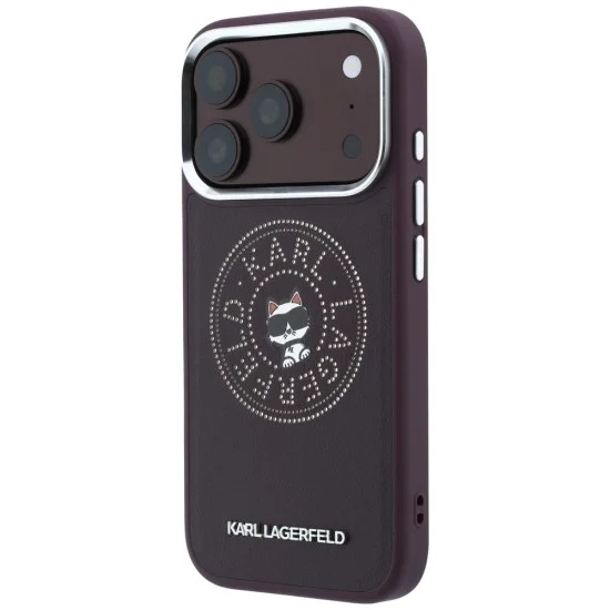 Калъф за iPhone 17 Pro - Leather Point and C Sketch MagSafe (KLHMP18L6PCCPRR) - Karl Lagerfeld - Бордо
