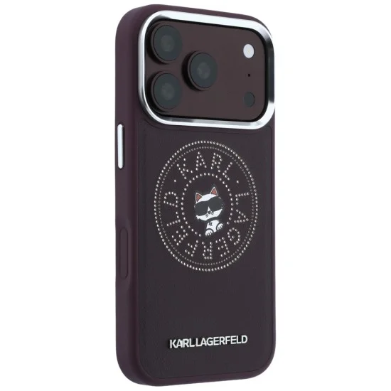 Калъф за iPhone 17 Pro - Leather Point and C Sketch MagSafe (KLHMP18L6PCCPRR) - Karl Lagerfeld - Бордо