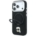 Калъф за iPhone 17 Pro - Leather Ring Stand 360 K Pin MagSafe (KLHMP18LPSRSKLHK) - Karl Lagerfeld - Черен