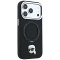 Калъф за iPhone 17 Pro - Leather Ring Stand 360 K Pin MagSafe (KLHMP18LPSRSKLHK) - Karl Lagerfeld - Черен