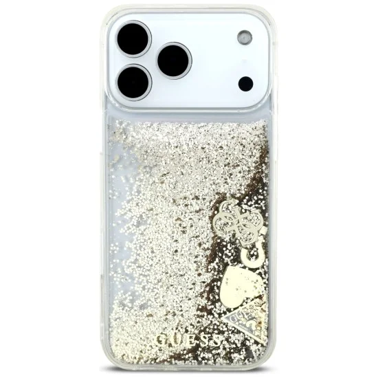 Калъф за iPhone 17 Pro - Liquid Glitter Charms (GUHCP18LGLHFLGO) - Guess - Златист