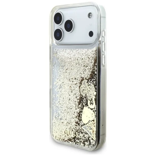 Калъф за iPhone 17 Pro - Liquid Glitter Charms (GUHCP18LGLHFLGO) - Guess - Златист