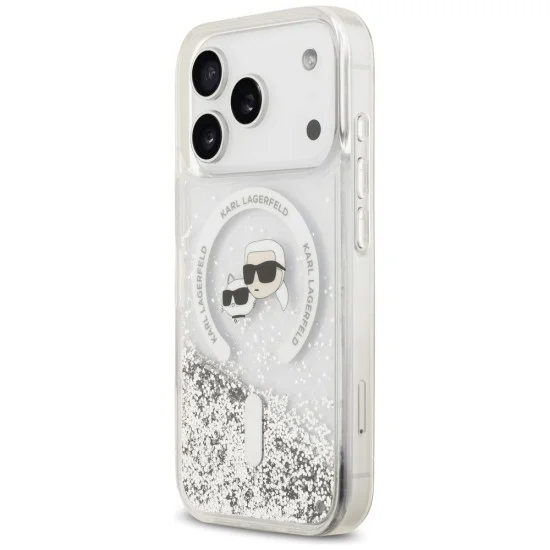 Калъф за iPhone 17 Pro - Liquid Glitter KC Heads MagSafe (KLHMP18LLGKCSGH) - Karl Lagerfeld - Прозрачен