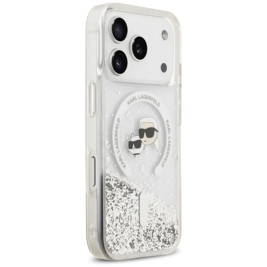 Калъф за iPhone 17 Pro - Liquid Glitter KC Heads MagSafe (KLHMP18LLGKCSGH) - Karl Lagerfeld - Прозрачен