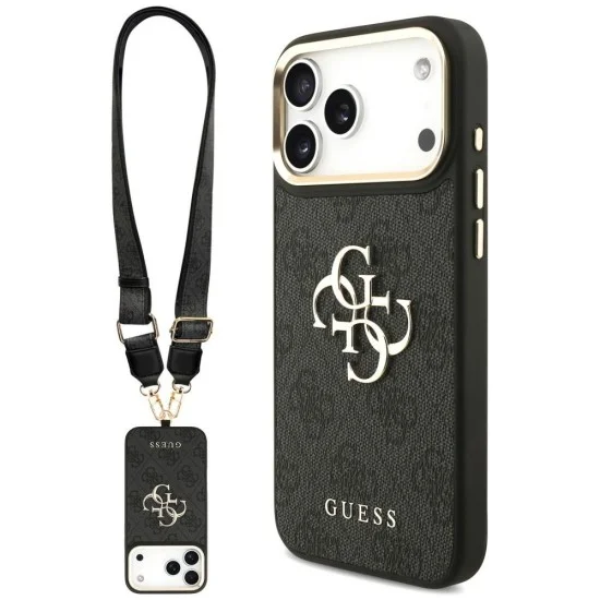 Калъф за iPhone 17 Pro Max - Big 4G Classic Logo & Big Strap Metal Buttons (GUHCP18XP4G4BCSK) - Guess - Черен