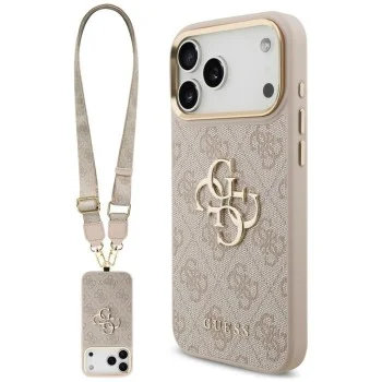Калъф за iPhone 17 Pro Max - Big 4G Classic Logo & Big Strap Metal Buttons (GUHCP18XP4G4BCSP) - Guess - Розов
