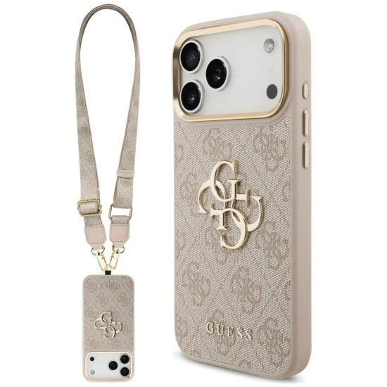 Калъф за iPhone 17 Pro Max - Big 4G Classic Logo & Big Strap Metal Buttons (GUHCP18XP4G4BCSP) - Guess - Розов
