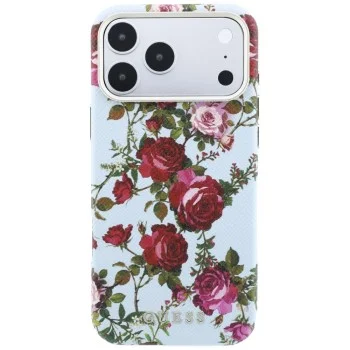 Калъф за iPhone 17 Pro Max - Blossom Roses Print MagSafe (GUHMP18X6PWGTBEB) - Guess - Светло син
